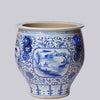 Cobalt Guild Home Decor Blue and White Landscape Cartouche Porcelain Planter