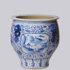 Cobalt Guild Home Decor Blue and White Landscape Cartouche Porcelain Planter
