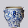 Cobalt Guild Home Decor Blue and White Landscape Cartouche Porcelain Planter