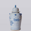 Cobalt Guild Home Decor Blue and White Longevity and Peaches Porcelain Temple Jar