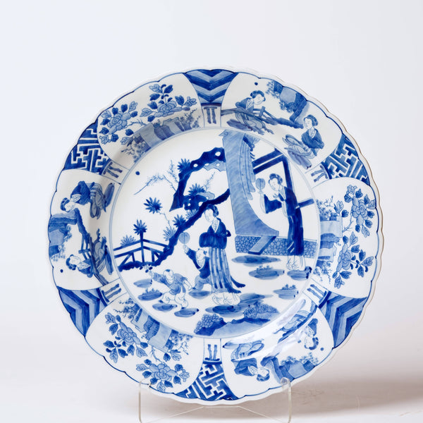 Cobalt Guild Home Decor Blue and White Porcelain Aristocratic Ladies Platter