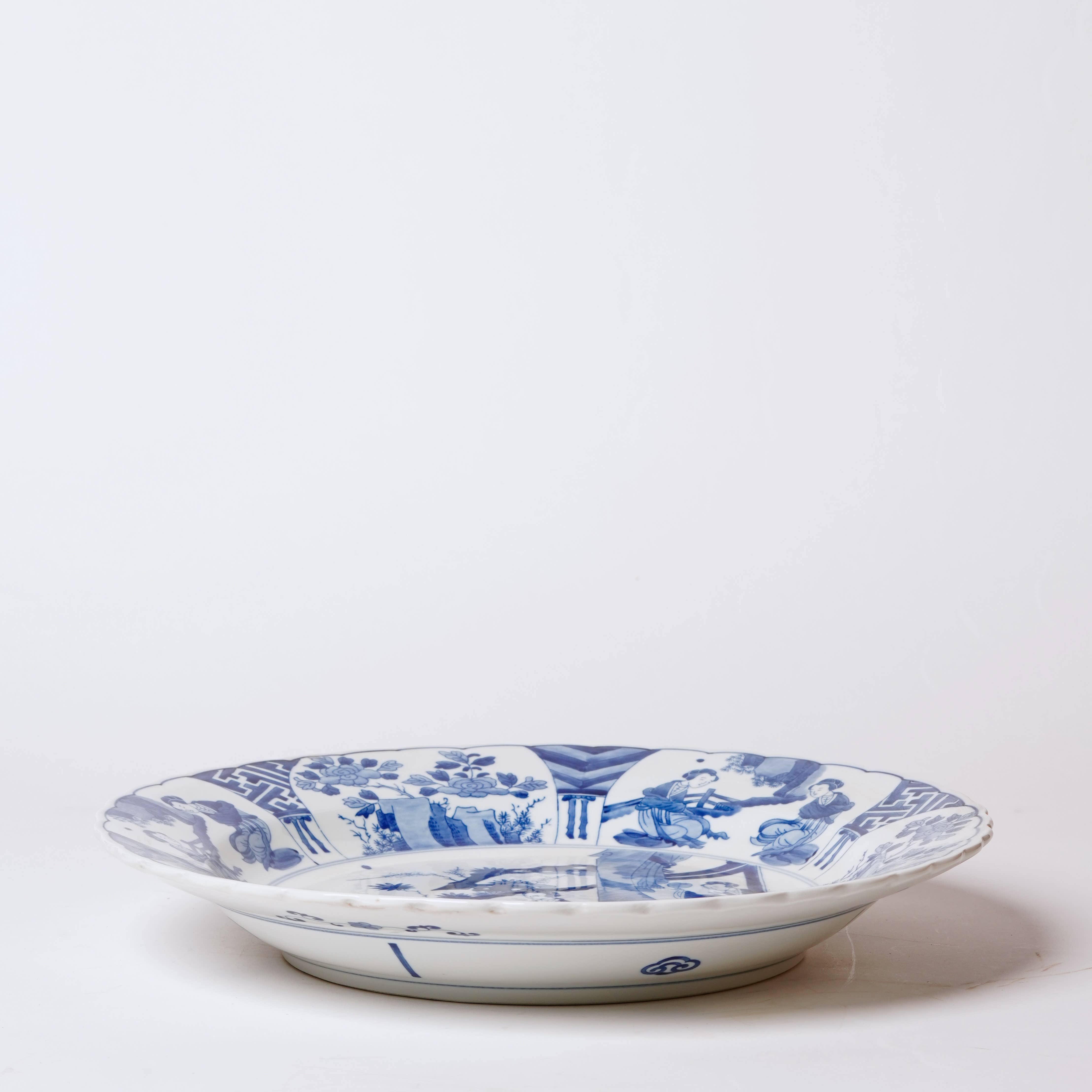 Cobalt Guild Home Decor Blue and White Porcelain Aristocratic Ladies Platter