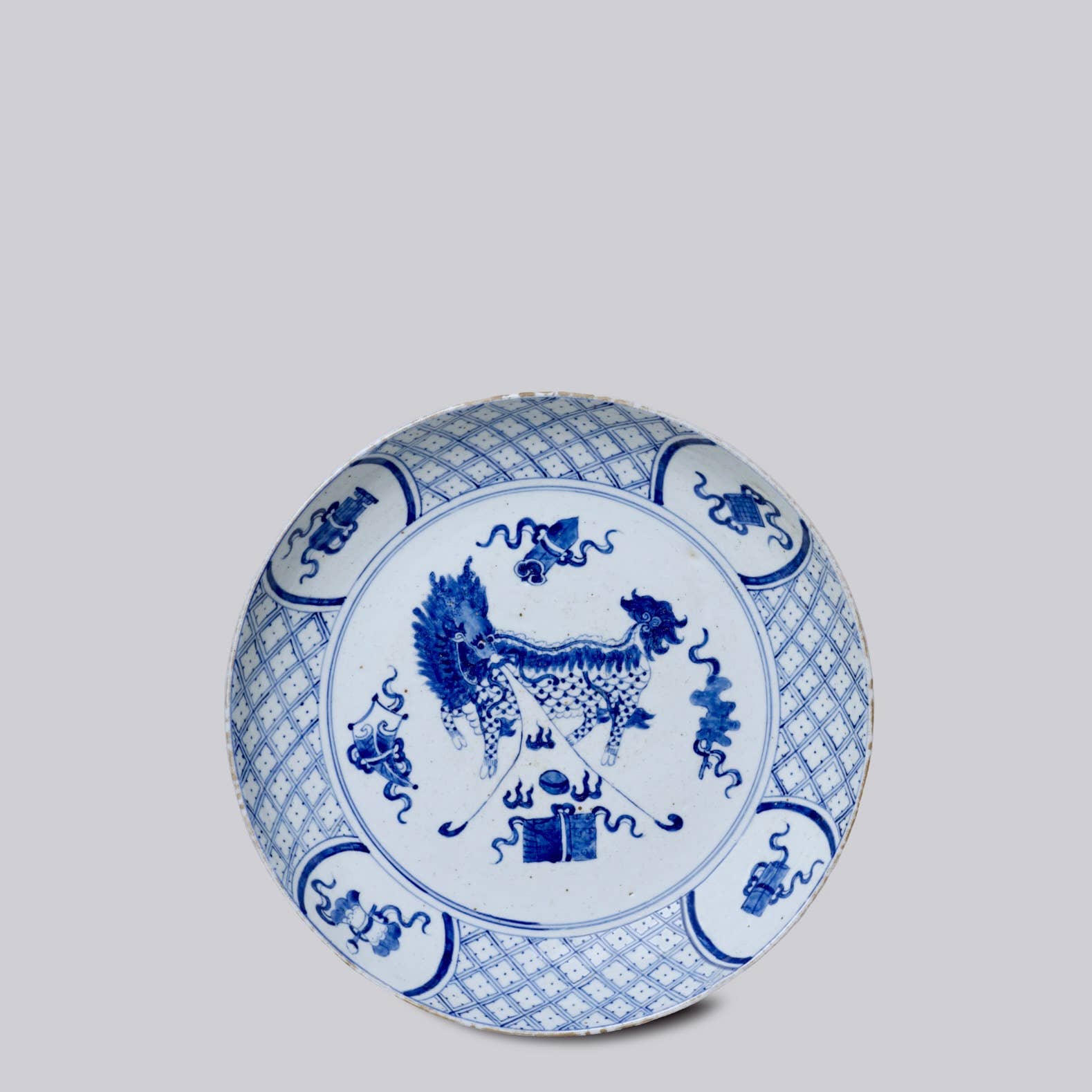Cobalt Guild Home Decor Blue and White Porcelain Auspicious Qilin Platter