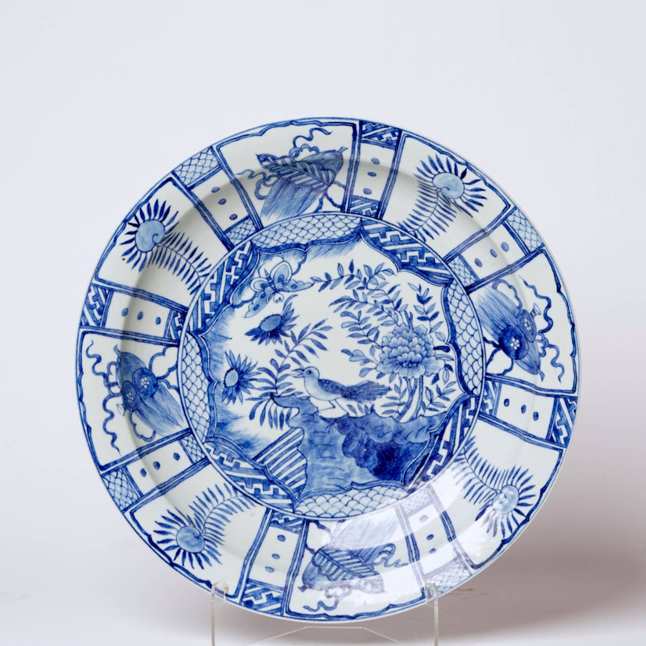 Cobalt Guild Home Decor Blue and White Porcelain Bird and Flower Platter