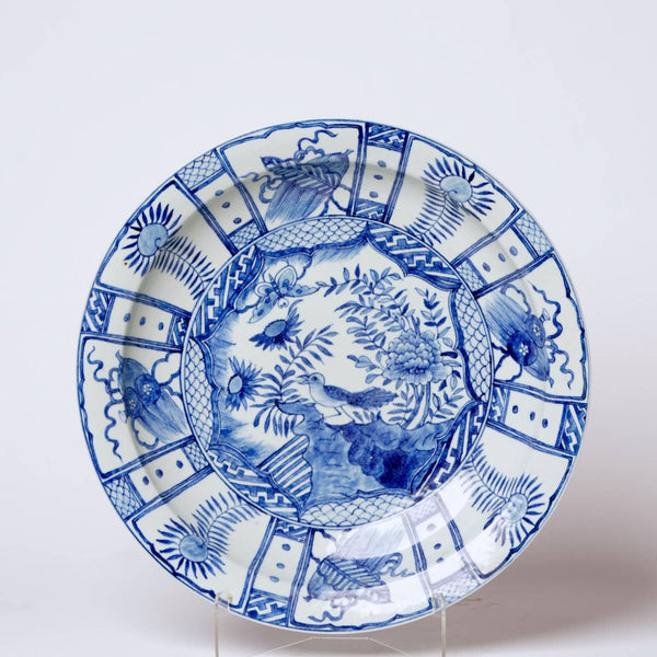 Cobalt Guild Home Decor Blue and White Porcelain Bird and Flower Platter