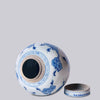 Cobalt Guild Home Decor Blue and White Porcelain Cherry Blossom Round Storage Jar