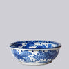 Cobalt Guild Home Decor Blue and White Porcelain Dancing Lion Low Bowl