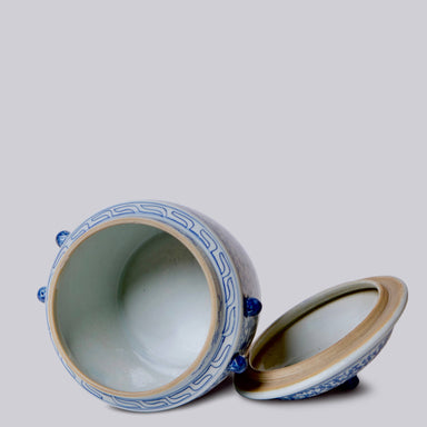 Cobalt Guild Home Decor Blue and White Porcelain Double Happiness Lug Jar