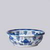 Cobalt Guild Home Decor Blue and White Porcelain Dragon and Pearl Low Bowl