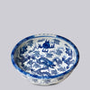 Cobalt Guild Home Decor Blue and White Porcelain Dragon and Pearl Low Bowl