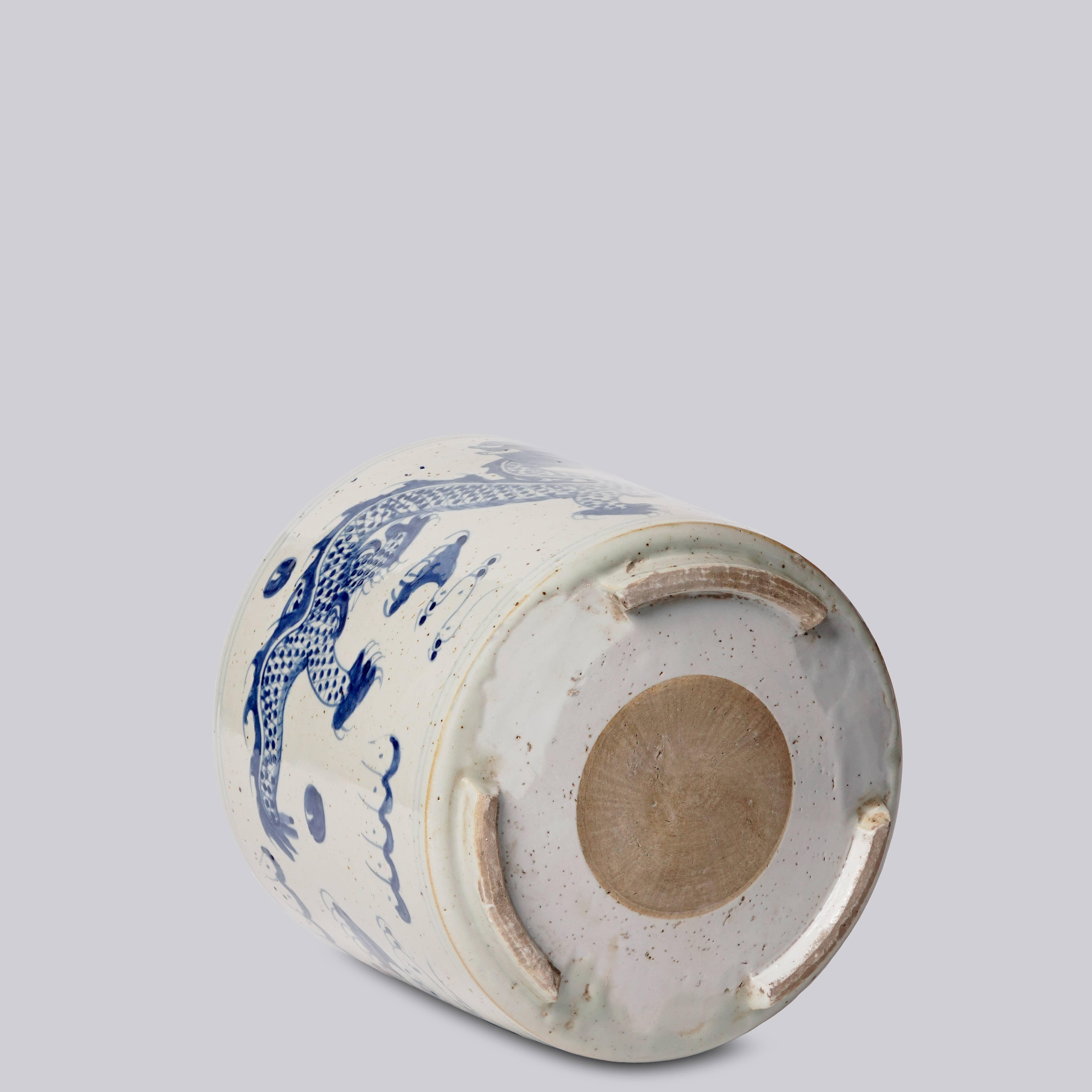 Cobalt Guild Home Decor Blue and White Porcelain Dragon Footed Cachepot