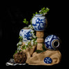 Cobalt Guild Home Decor Blue and White Porcelain Dragon Lidded Round Storage Jar