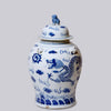 Cobalt Guild Home Decor Blue and White Porcelain Dragon Temple Jar