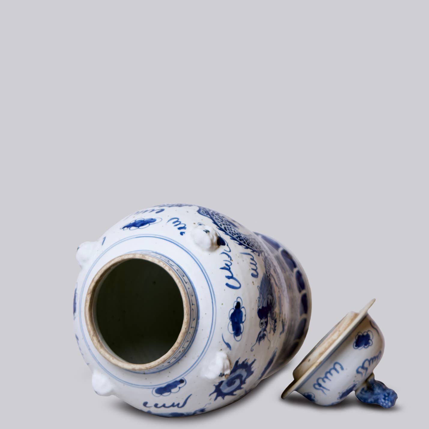 Cobalt Guild Home Decor Blue and White Porcelain Dragon Temple Jar