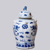 Cobalt Guild Home Decor Blue and White Porcelain Dragon Temple Jar