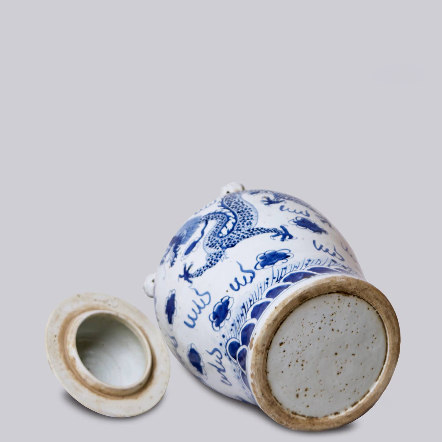 Cobalt Guild Home Decor Blue and White Porcelain Dragon Temple Jar