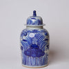Cobalt Guild Home Decor Blue and White Porcelain Fish and Lotus Temple Jar
