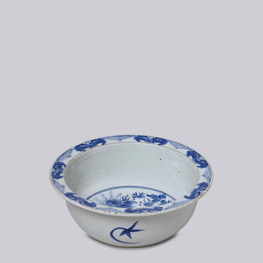 Cobalt Guild Home Decor Blue and White Porcelain Floral Basin