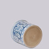 Cobalt Guild Home Decor Blue and White Porcelain Floral Cachepot with Indented Rim