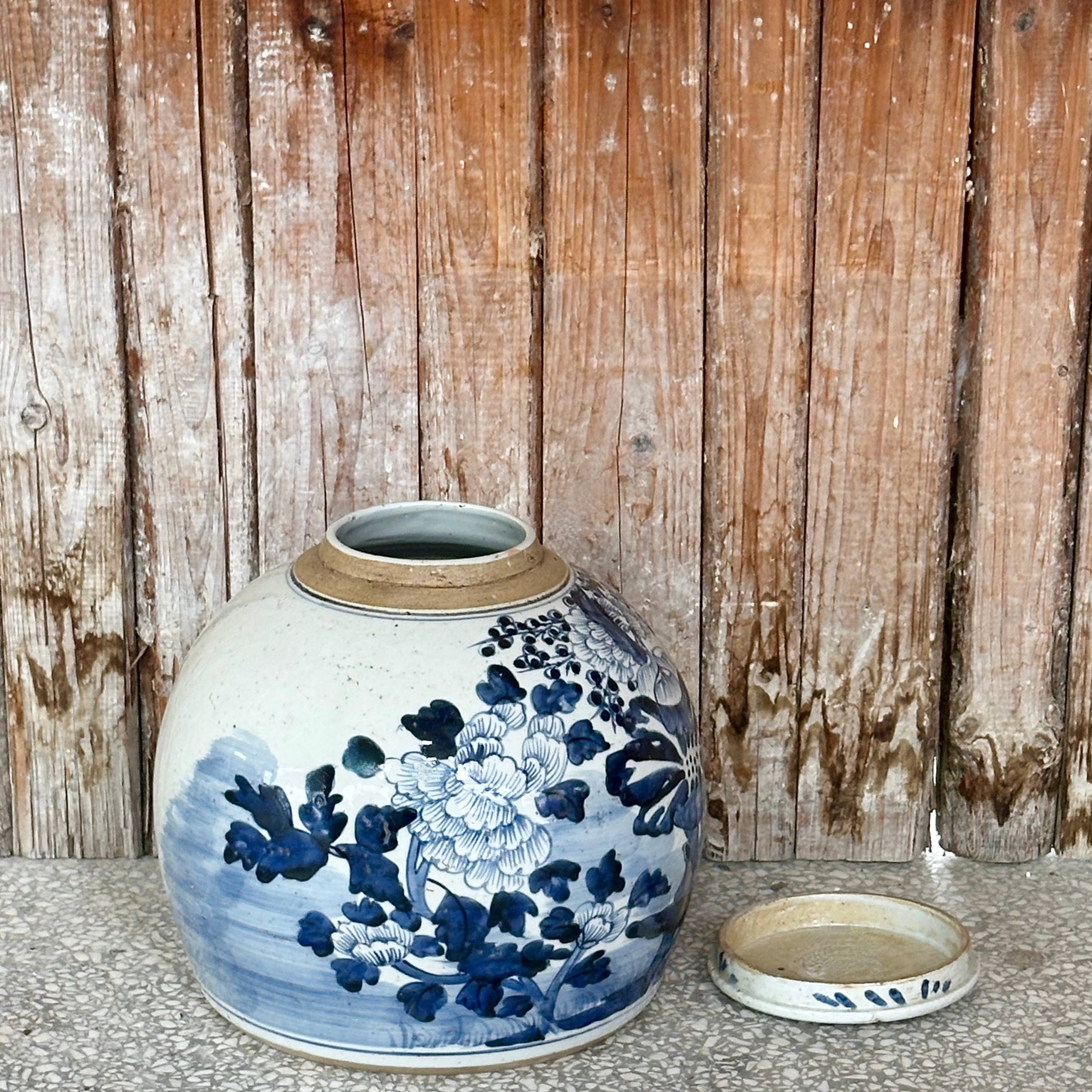 Cobalt Guild Home Decor Blue and White Porcelain Four Seasons Med. Round Storage Jar