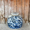Cobalt Guild Home Decor Blue and White Porcelain Four Seasons Med. Round Storage Jar