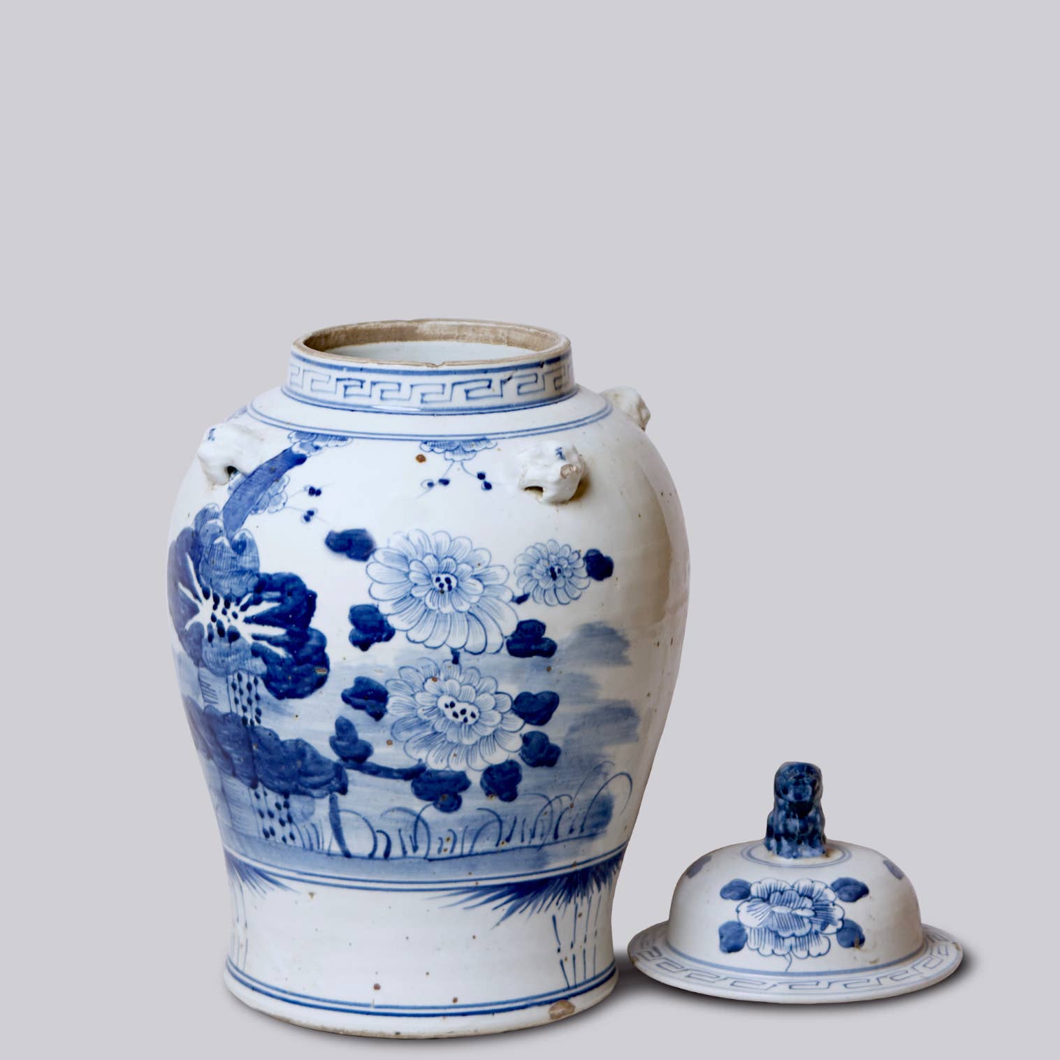 Cobalt Guild Home Decor Blue and White Porcelain Four Seasons Temple Jar