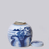 Cobalt Guild Home Decor Blue and White Porcelain Landscape Storage Jar
