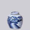 Cobalt Guild Home Decor Blue and White Porcelain Landscape Storage Jar