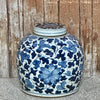Cobalt Guild Home Decor Blue and White Porcelain Peony Lidded Round Storage Jar