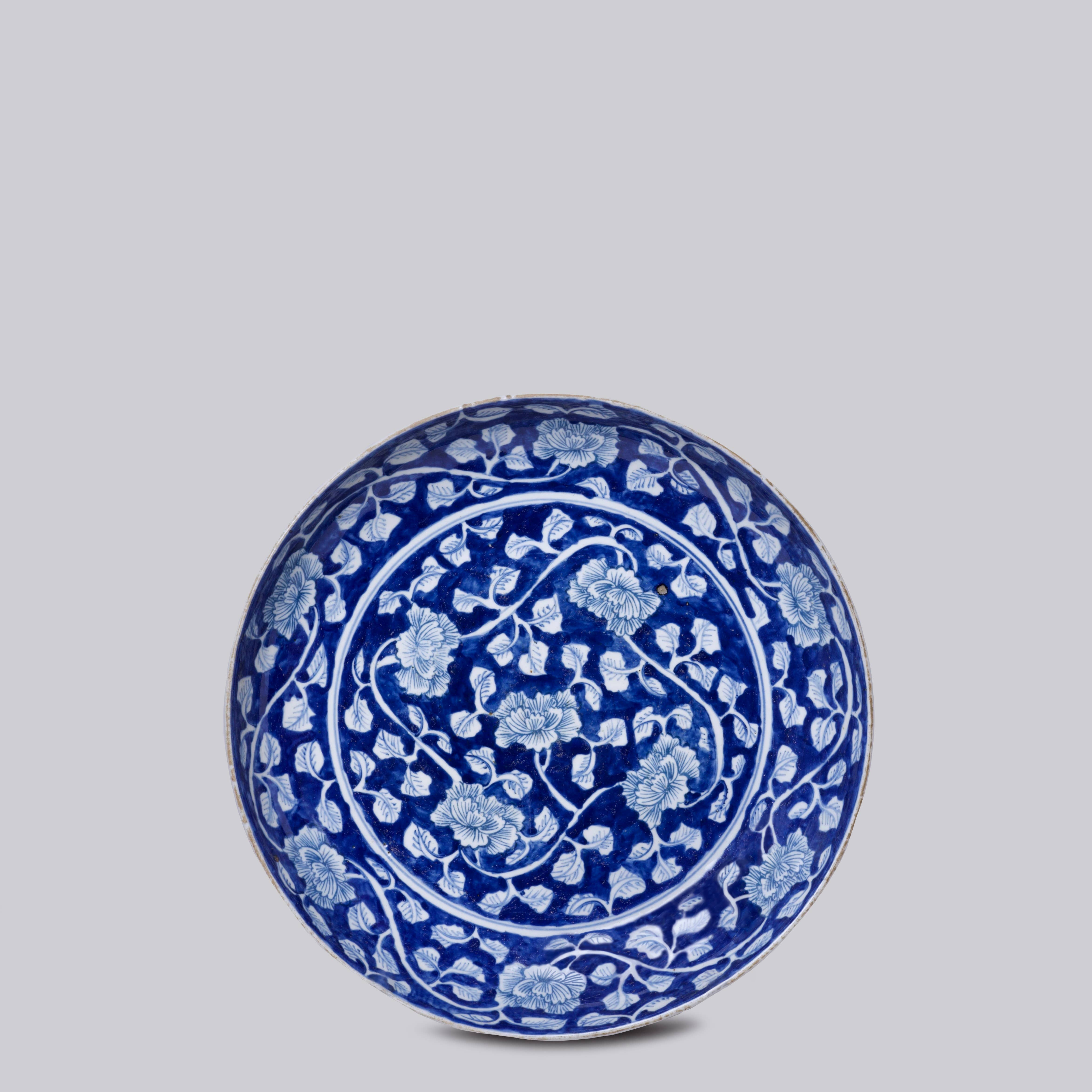 Cobalt Guild Home Decor Blue and White Porcelain Peony Platter