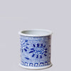 Cobalt Guild Home Decor Blue and White Porcelain Peony Rolled Rim Cachepot