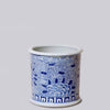 Cobalt Guild Home Decor Blue and White Porcelain Peony Rolled Rim Cachepot