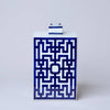 Cobalt Guild Home Decor Blue and White Porcelain Rectangular Infinity Jar
