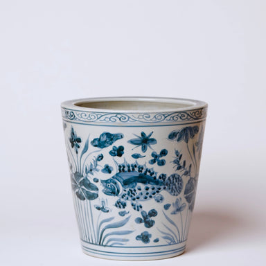 Cobalt Guild Home Decor Blue and White Porcelain River Fish Planter