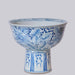 Cobalt Guild Home Decor Blue and White Porcelain Rose Large Footed Bowl
