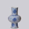 Cobalt Guild Home Decor Blue and White Porcelain Scrolling Lotus Lantern Vase