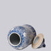 Cobalt Guild Home Decor Blue and White Porcelain Scrolling Lotus Rondelle Temple Jar