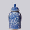 Cobalt Guild Home Decor Blue and White Porcelain Scrolling Lotus Temple Jar