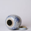 Cobalt Guild Home Decor Blue and White Porcelain Spotted Peony Round Jar