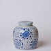 Cobalt Guild Home Decor Blue and White Porcelain Spotted Peony Round Jar