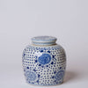 Cobalt Guild Home Decor Blue and White Porcelain Spotted Peony Round Jar