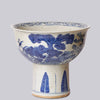 Cobalt Guild Home Decor Blue and White Porcelain Three Friends Footed Bowl