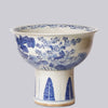Cobalt Guild Home Decor Blue and White Porcelain Three Friends Footed Bowl