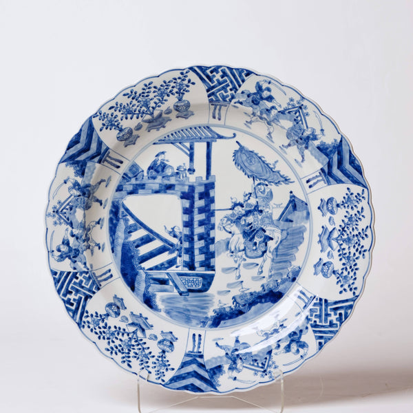Cobalt Guild Home Decor Blue and White Porcelain Warriors Platter