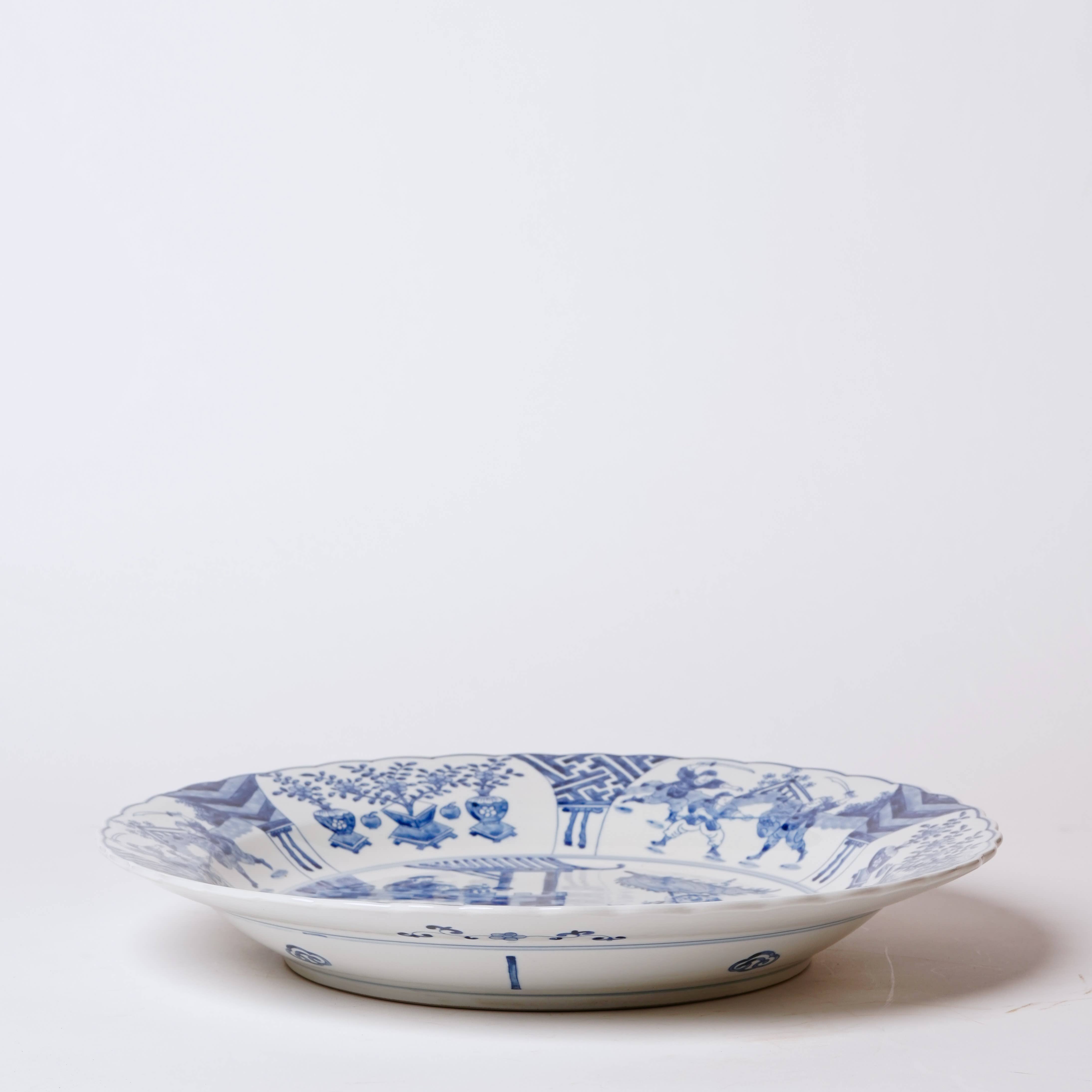 Cobalt Guild Home Decor Blue and White Porcelain Warriors Platter