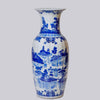 Cobalt Guild Home Decor Blue and White Ribbed Willow Ware Tall Vase
