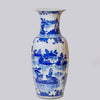 Cobalt Guild Home Decor Blue and White Ribbed Willow Ware Tall Vase