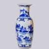 Cobalt Guild Home Decor Blue and White Ribbed Willow Ware Tall Vase