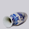 Cobalt Guild Home Decor Blue and White Ribbed Willow Ware Tall Vase