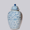 Cobalt Guild Home Decor Blue and White Rustic Rose Porcelain Lidded Jar